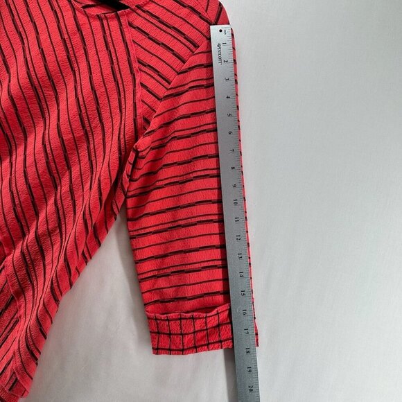 Habitat Top Womens Sz S Striped Patchwork Tunic 3/4 Sleeve Rayon Blend Red - Picture 8 of 11